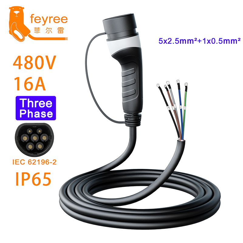 Ev Charger Type 2 22Kw 32A 3 Phase - フェイリー3相電気自動車用タイプ2ソケット5mケーブル16A 3.5kW 32A 7kW EV充電器プラグ1相車載側用16A 11kW